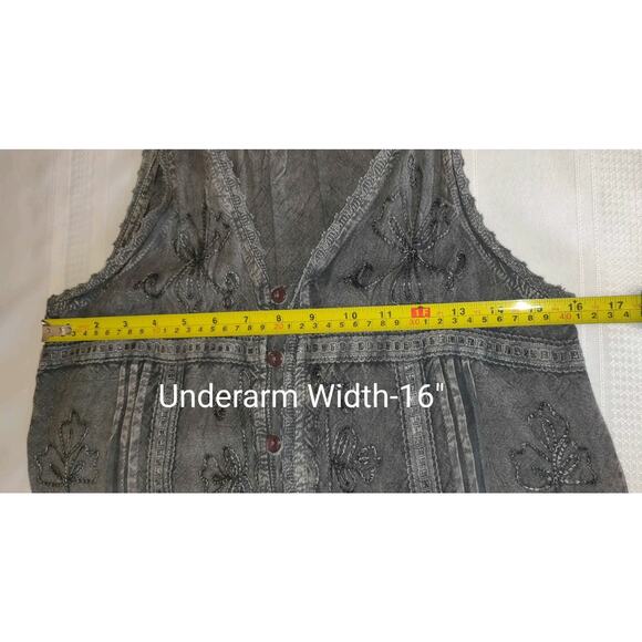 Rebellion Again Dress Sz M Fairy Grunge Gothic Embroidery Gray Acid Wash Purple - Picture 14 of 14